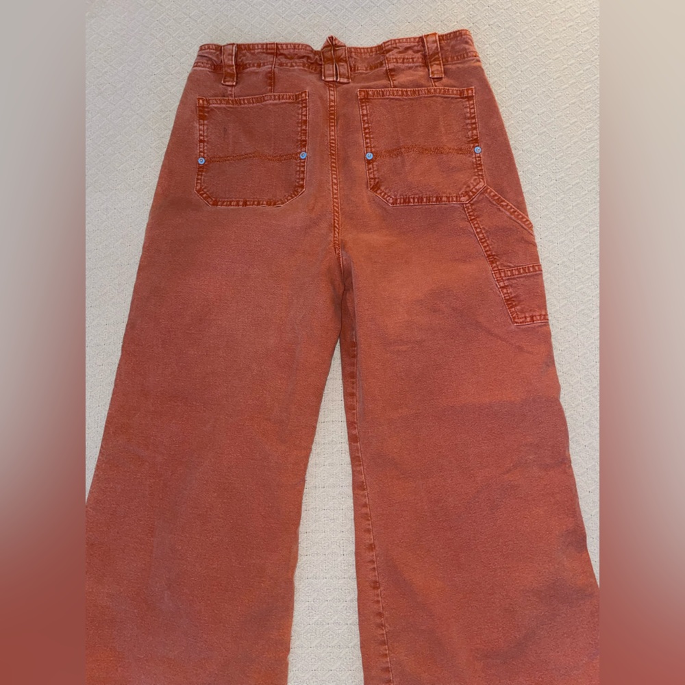 Anthropologie Pilcro Orange Rust The Carpenter Wide Leg Pants Size 30 - Picture 9 of 10